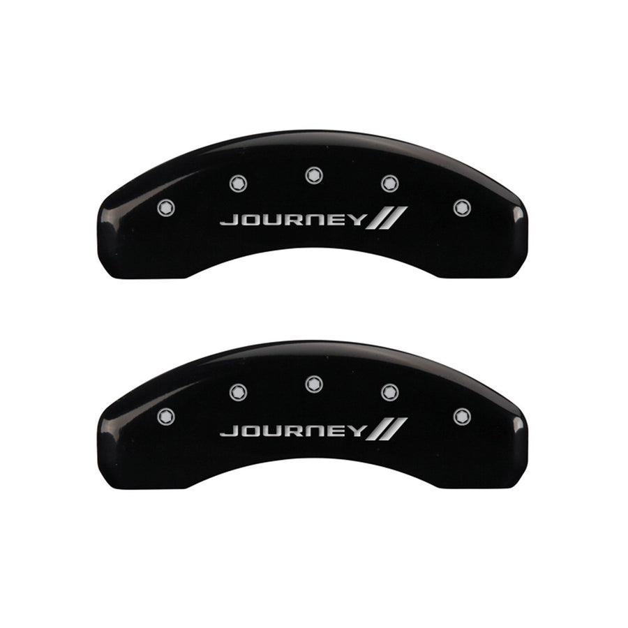 MGP 'Journey ll' Caliper Covers 12200SJNYBK Engraved with Black Powder Coat Finish and Silver Characters, (Set of 4)
