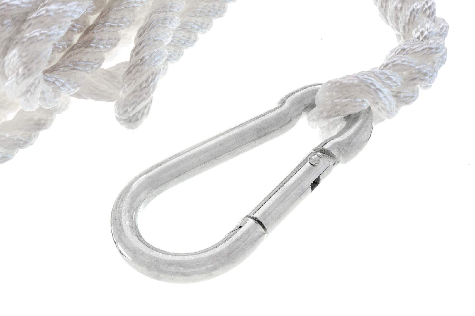 Premium Nylon Anchor Line Attwood 11707-7, Twisted Nylon Line With Hook, 3/8-Inch Thick, 50 Feet Long, White