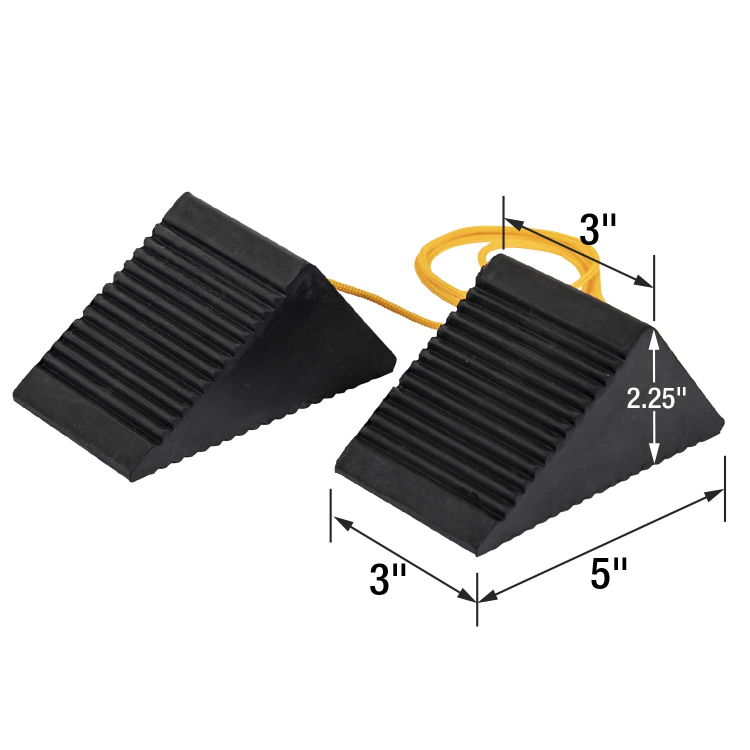 Buyers Products WC35225 Rubber Mini Wheel Chock Set, 5 x 3 x 2.25 Inches, 36 Inch Nylon Rope, Ideal For ATVs, Riding Lawnmowers And Gas-Powered Scooters, Rust And Chemical Proof