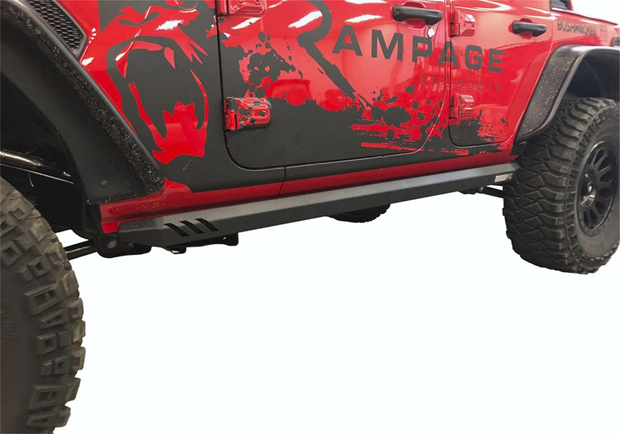 RAMPAGE PRODUCTS Nerf Bars Rock Rail for Jeep Wrangler JL | Pair, Steps Sold Separately, Steel, Black | 26410031 | Fits 2018-2025 Jeep Wrangler JLU 4-Door