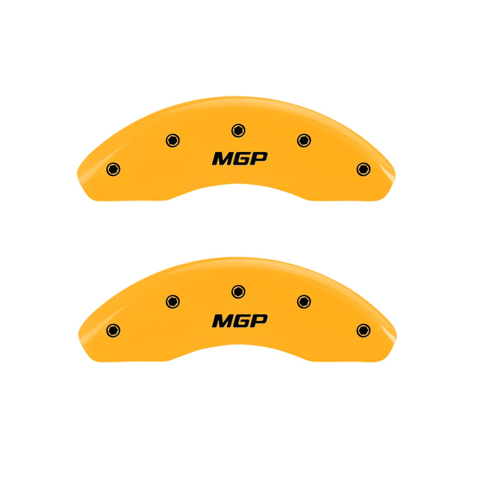 MGP Caliper Covers Yellow Powder Coat Finish 16208FMGPYL Black Characters Engraved Front Caliper Cover, Set of 2 (Yellow Engraved Front Caliper Cover, Set of 2)