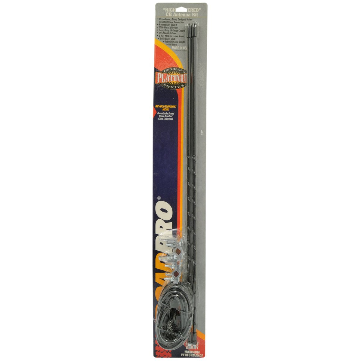 Platinum Series RoadPro RPPS-24KB 4 Foot 1000 Watt Dual Mirror Mount CB Antenna Kit, Black