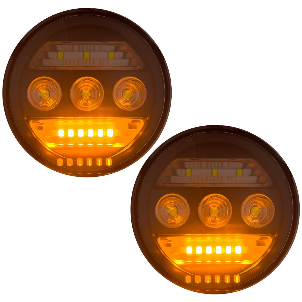 RECON - Premium Rugged Fits 2015-2019 GMC Sierra & Chevy Ultra Bright White LED 2-Pc Fog Lights, DRL & Amber Turn Signals - Smoked Lens