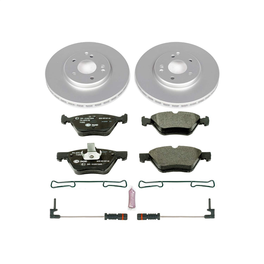 Power Stop Front Euro-Stop Brake Kit ESK2926 and 2 Front Sensor Wires For Crossfire, CLK320, CLK430, E300, E320, E, E430, SLK320 [Model Specific]