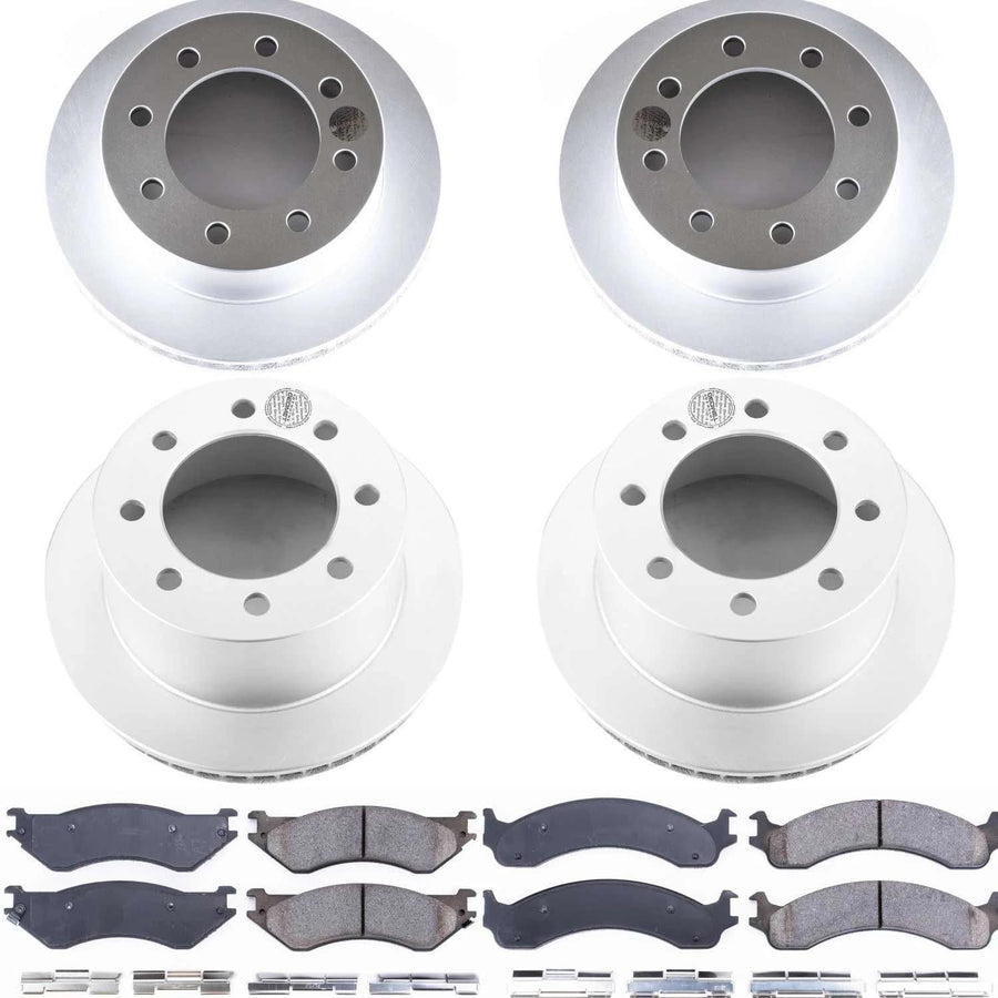 Power Stop CRK5466 Brake Rotor Coated and Ceramic Brake Pads- Front & Rear For Dodge Ram 2500 2001-2002, Dodge Ram 3500 2001-2002 [Model Specific]