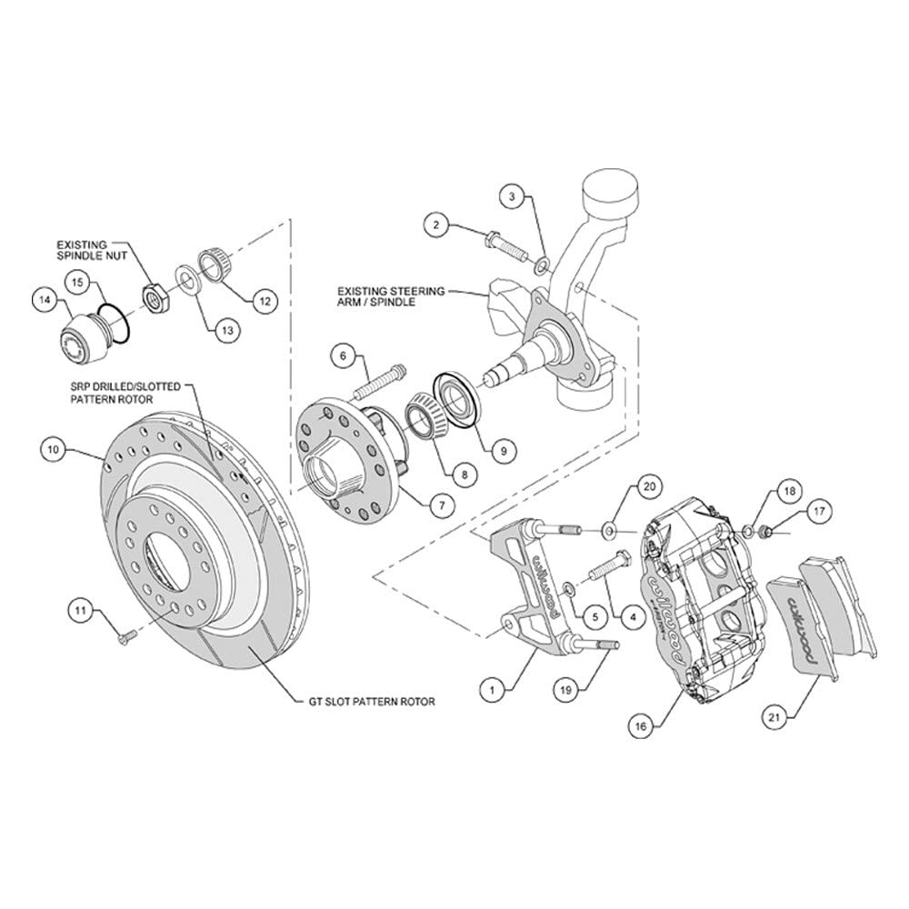 140-12275-DR WILWOOD FNSL6R Front Hub & 1PC Rtr Kit,12.88",Dril -Red 74-80 Pinto/Mustang II Disc Spindle only