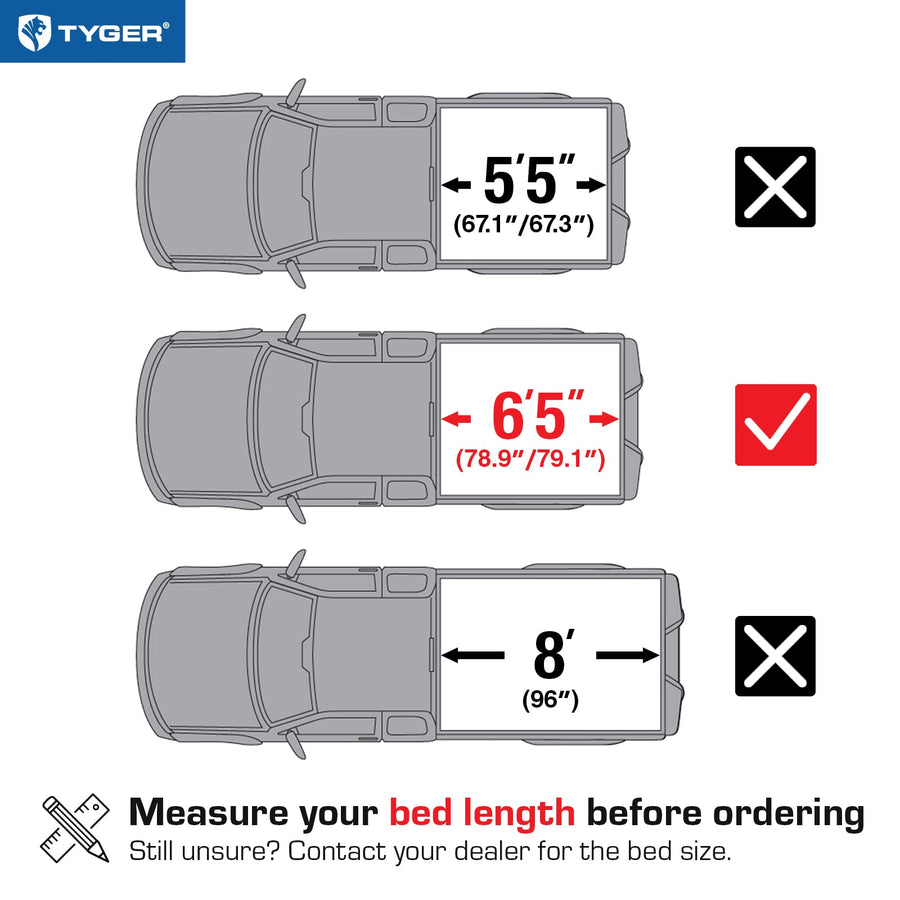 Tyger Auto T3 Soft Tri-Fold Tonneau Cover Truck Bed Compatible with 2004-2015 Nissan Titan without Titan Box | Fleetside 6.5' Bed (78") | TG-BC3N1027, Black