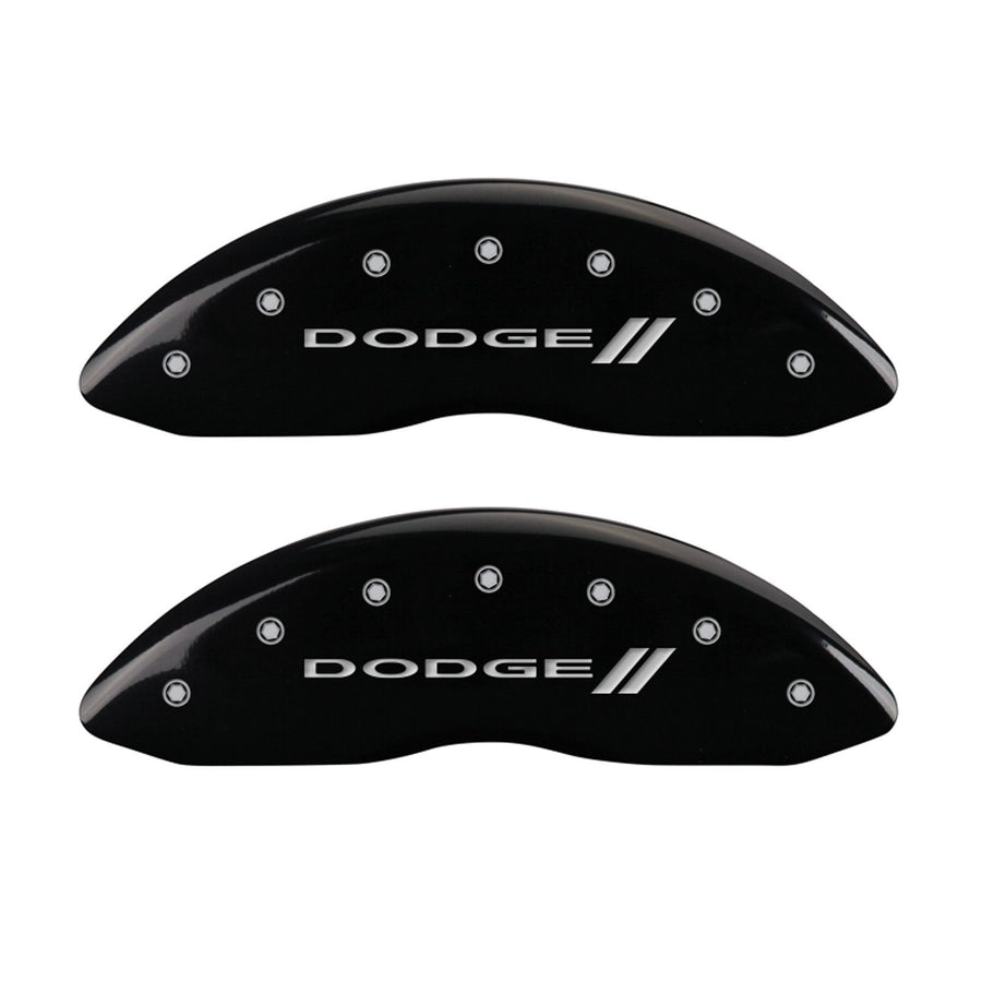 Dodge ll MGP Caliper Covers 12005SDD3BK Engraved Caliper Cover with Black Powder Coat Finish and Silver Characters, (Set of 4)