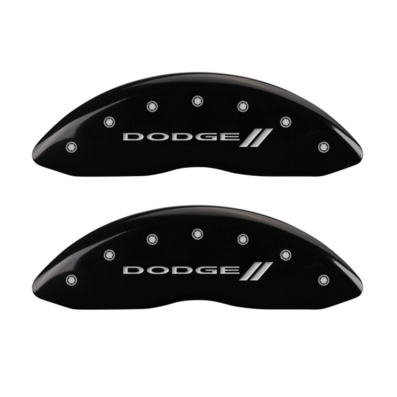 MGP Caliper Covers with Compatible 2011-2023 Dodge Charger and Challenger (Requires 18"+ Wheels & Single Piston Front Caliper) 4 PCS Front and Rear (Black - Dodge II Engraving)