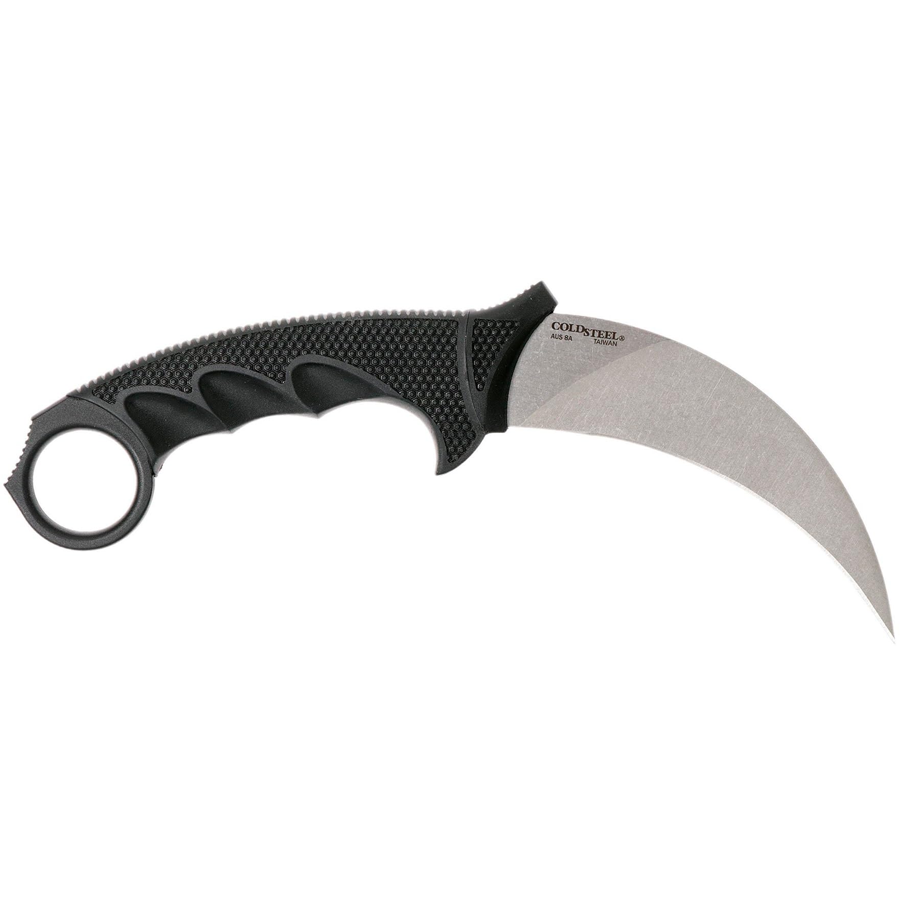 Tiger Cold Steel 4.75'' Japanese Aus8A Stainless Steel W/ Stonewashed Finish Karambit Shape Fixed Blade Tactical Hunting Knife, Kray-Ex Handle, Secure-Ex Sheath