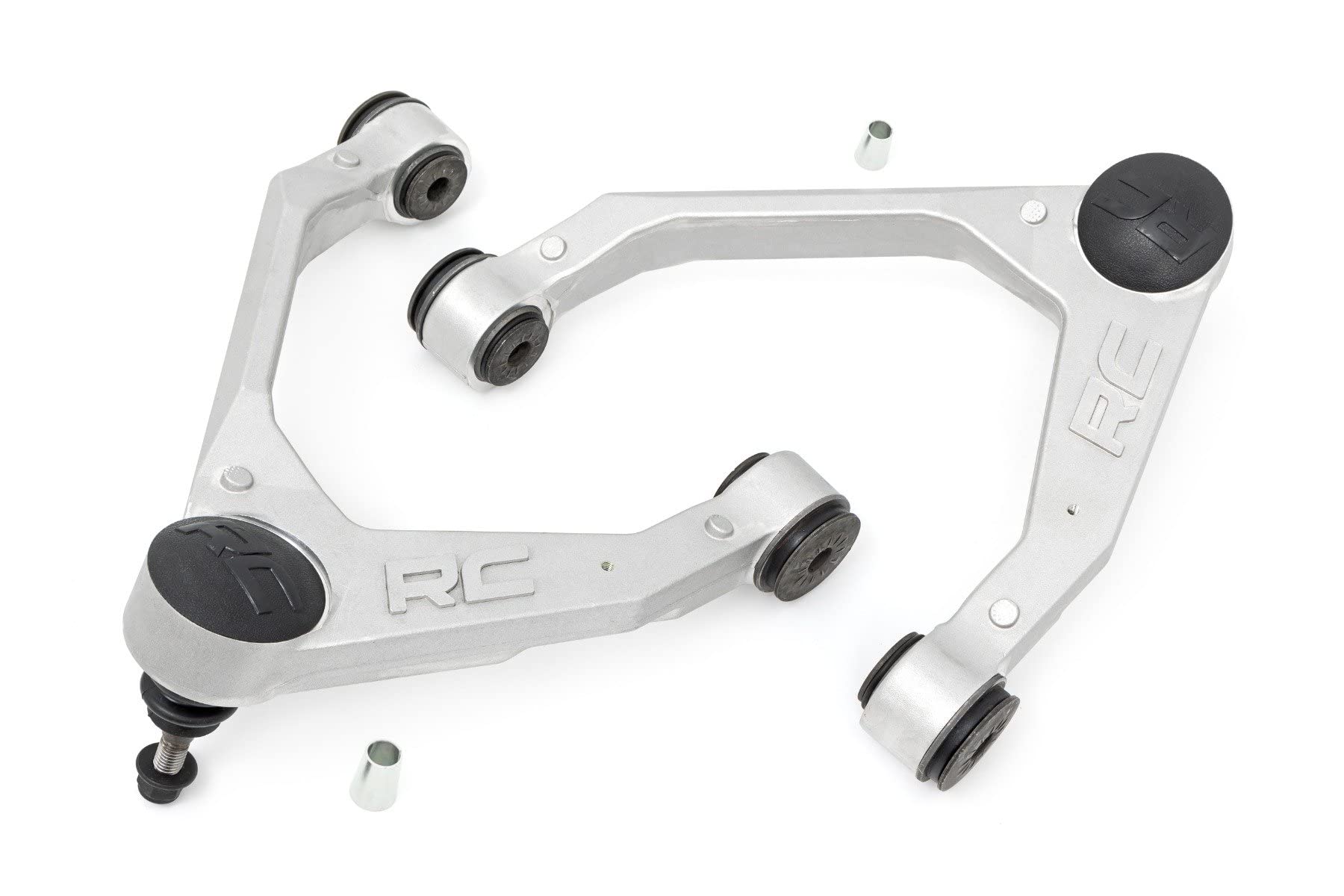 Rough Country Upper Control Arms Forged Aluminum for Chevy Silverado GMC Sierra 1500 (2007-2018) OE Upgrade, 2-Pack, Silver
