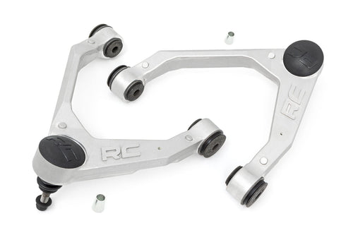 Rough Country Upper Control Arms Forged Aluminum for Chevy Silverado GMC Sierra 1500 (2007-2018) OE Upgrade, 2-Pack, Silver