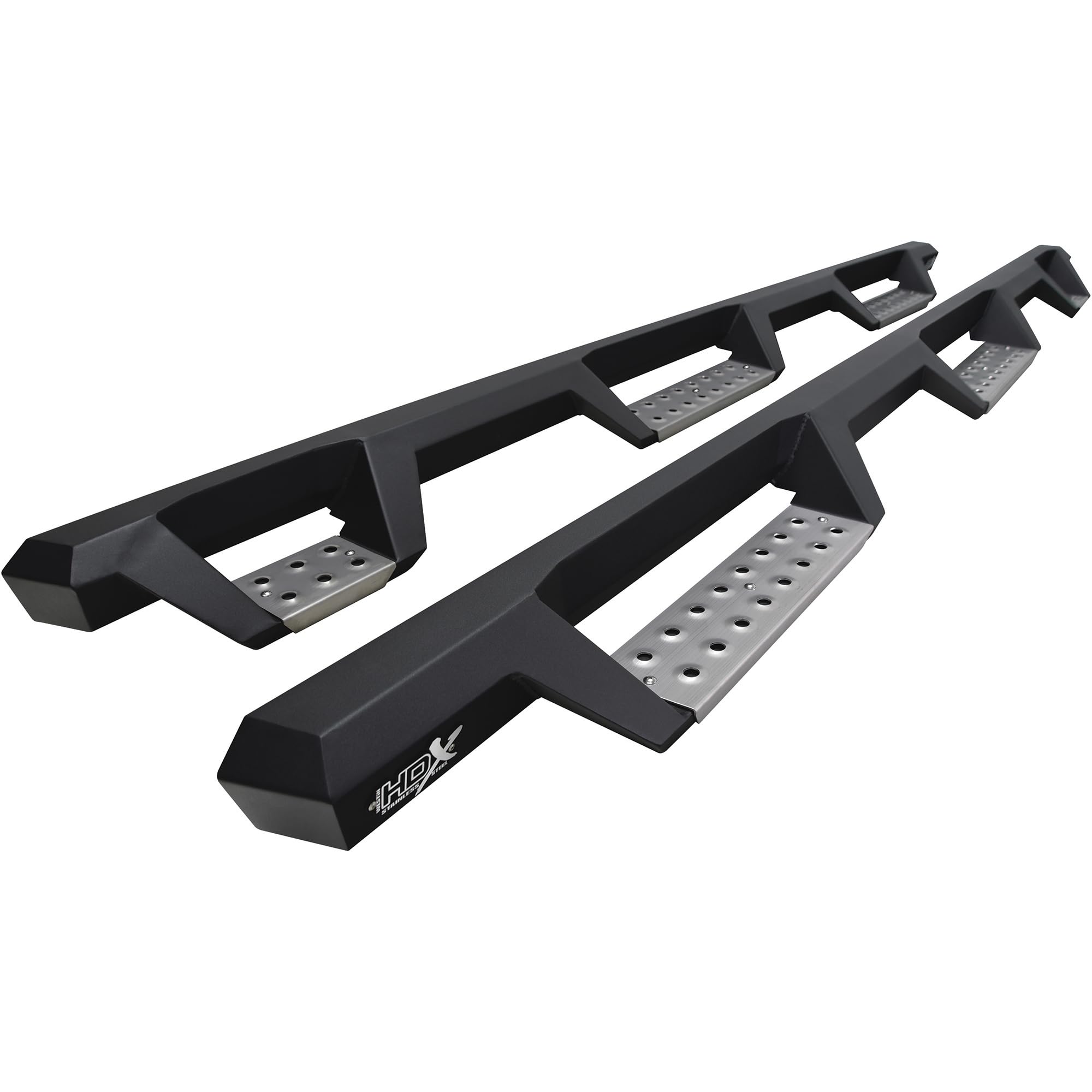 Westin HDX 56-5347752 Stainless Drop Wheel to Wheel Nerf Bars fits 2020-2025 Silverado Sierra 2500 3500 Crew Cab 8' Bed Textured Black Pair