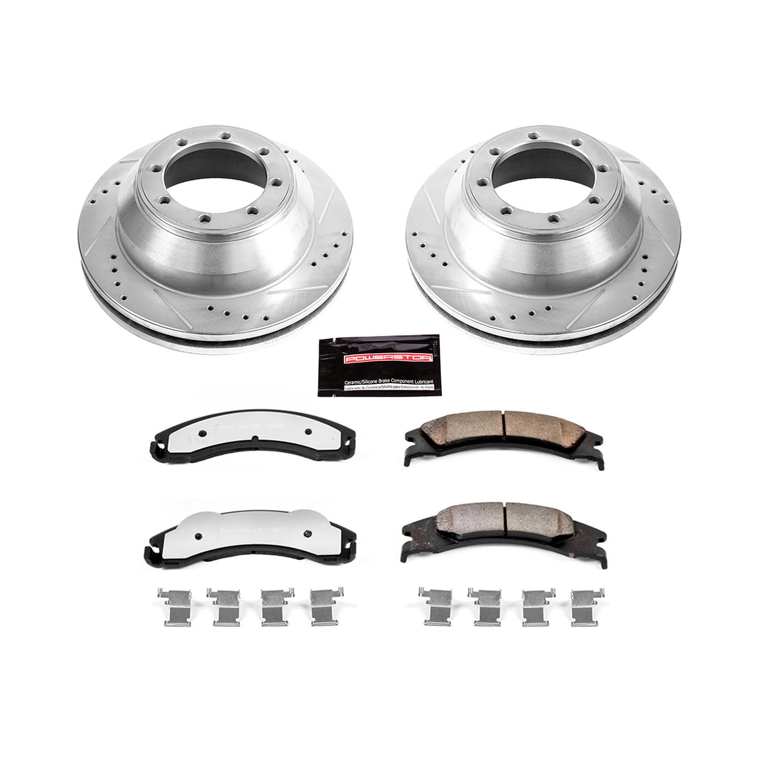 Power Stop K4719-36 Brake Kit Rear Z36 Truck & Tow, Carbon Fiber Ceramic Brake Pads and Drilled/Slotted Brake Rotors For E-350 Super Duty, E-350 Super Duty, E-450 Super Duty [Model Specific]
