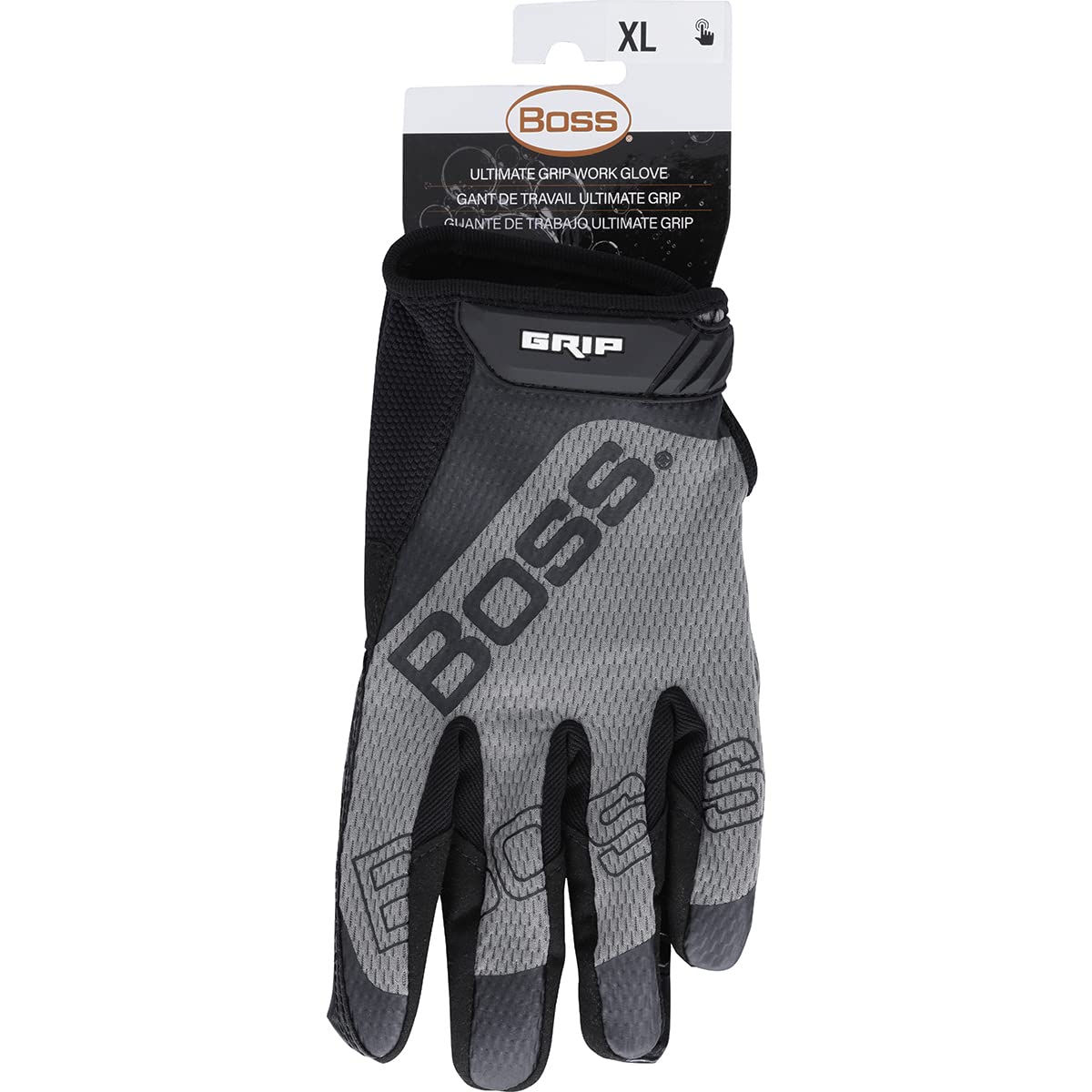 Boss Men's Silicone Grip Synthetic Microfiber Safety Work Gloves, Mesh Back, Enhanced Grip, Touchscreen, High Dexterity, Gray/Black, X-Large, (120-MG1220T/XL)