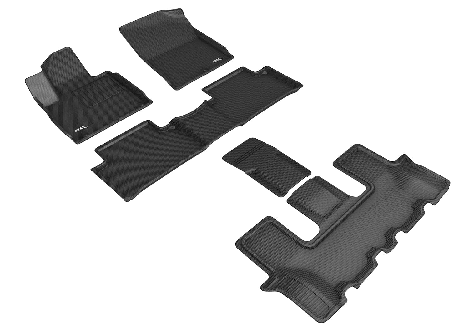 Kagu Floor Mat 3D MAXpider Custom Fit (Black) Compatible with Kia Sorento 6-Seat 2021-2026 - Full Set