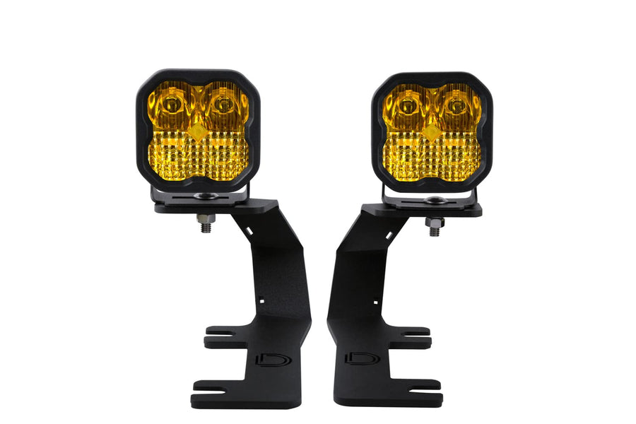 Diode Dynamics Backlit Stage Series Ditch Light Kit compatible with Chevrolet Silverado 1500 2014-2019, SS3 Sport Yellow Combo