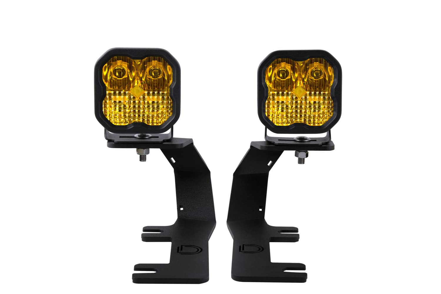 Diode Dynamics Backlit Stage Series Ditch Light Kit compatible with Chevrolet Silverado 1500 2014-2019, SS3 Pro Yellow Combo