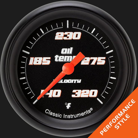 Velocity Black Classic Instruments 2 5/8" Oil Temperature Gauge VS328BBPF