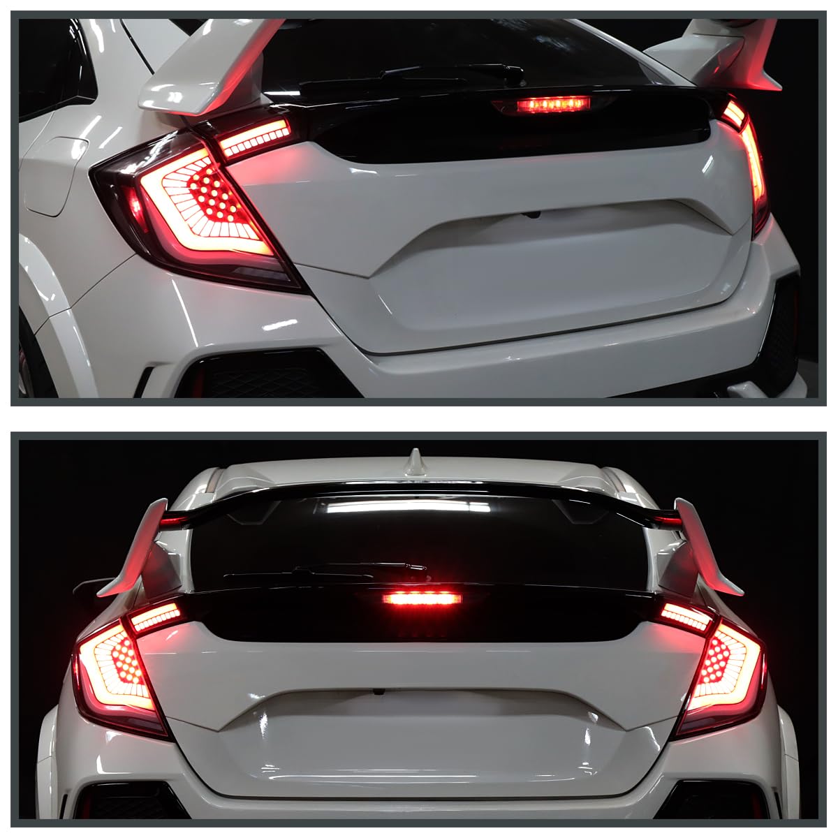 Black Smoke LED Tail Lights SPEC-D TUNING w/LED Sequential Turn Signals and Startup Animation Compatible with 2017-2021 Honda Civic Hatchback, Left + Right Pair Headlamp Assembly