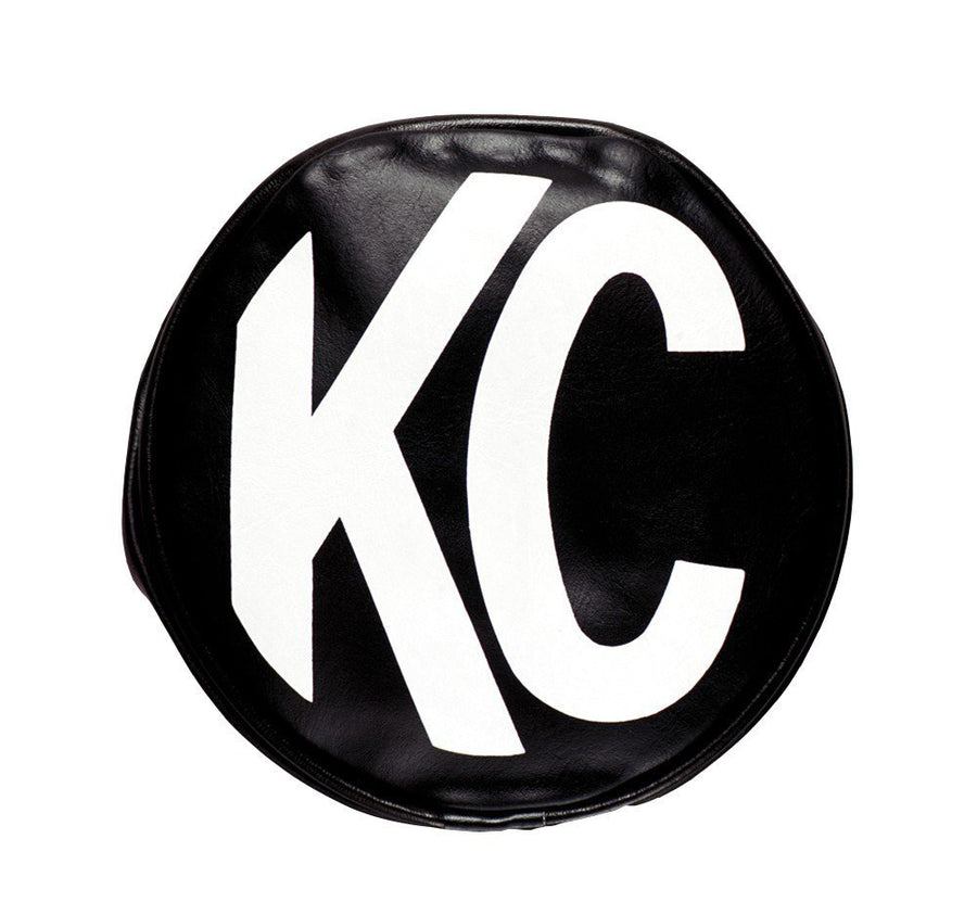 5" Round KC HiLiTES Black Vinyl Light Cover w/ White KC Logo - Set of 2