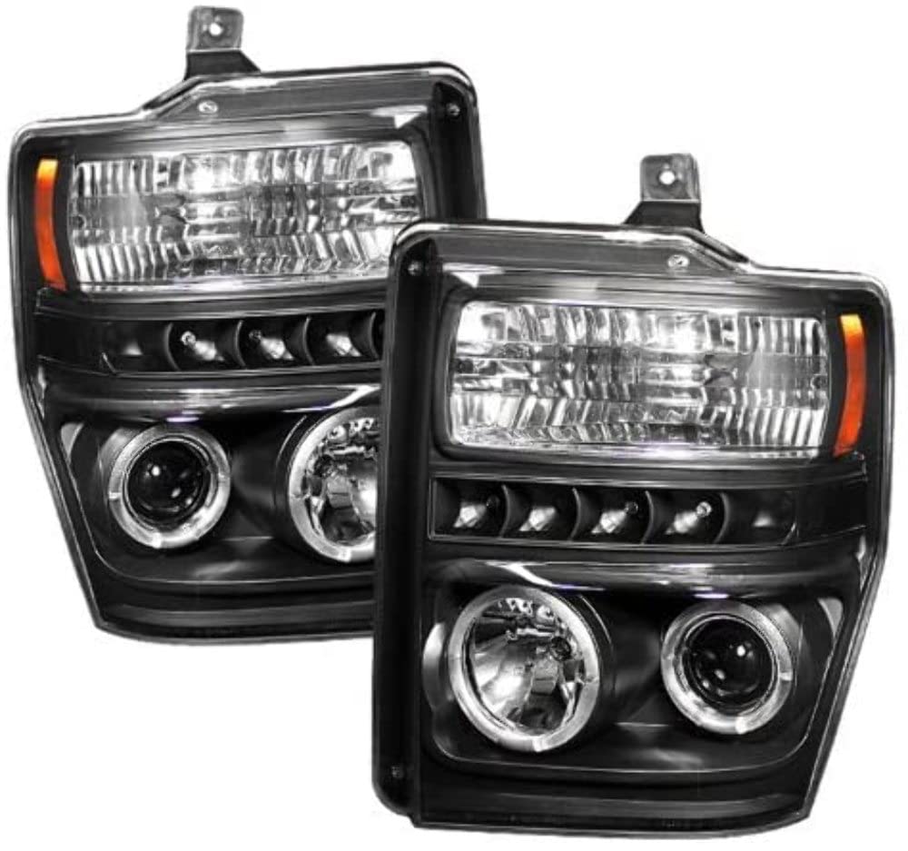 LED Halo Spyder Auto Projector Headlights Black/Clear 5010575