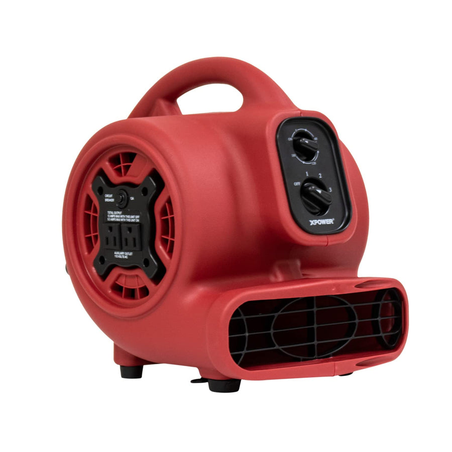 P-230AT XPOWER 1/5 HP 800 CFM Mini Air Mover with 3-Hour Timer and Built-in Dual Outlets for Daisy Chain, 2.3-Amp