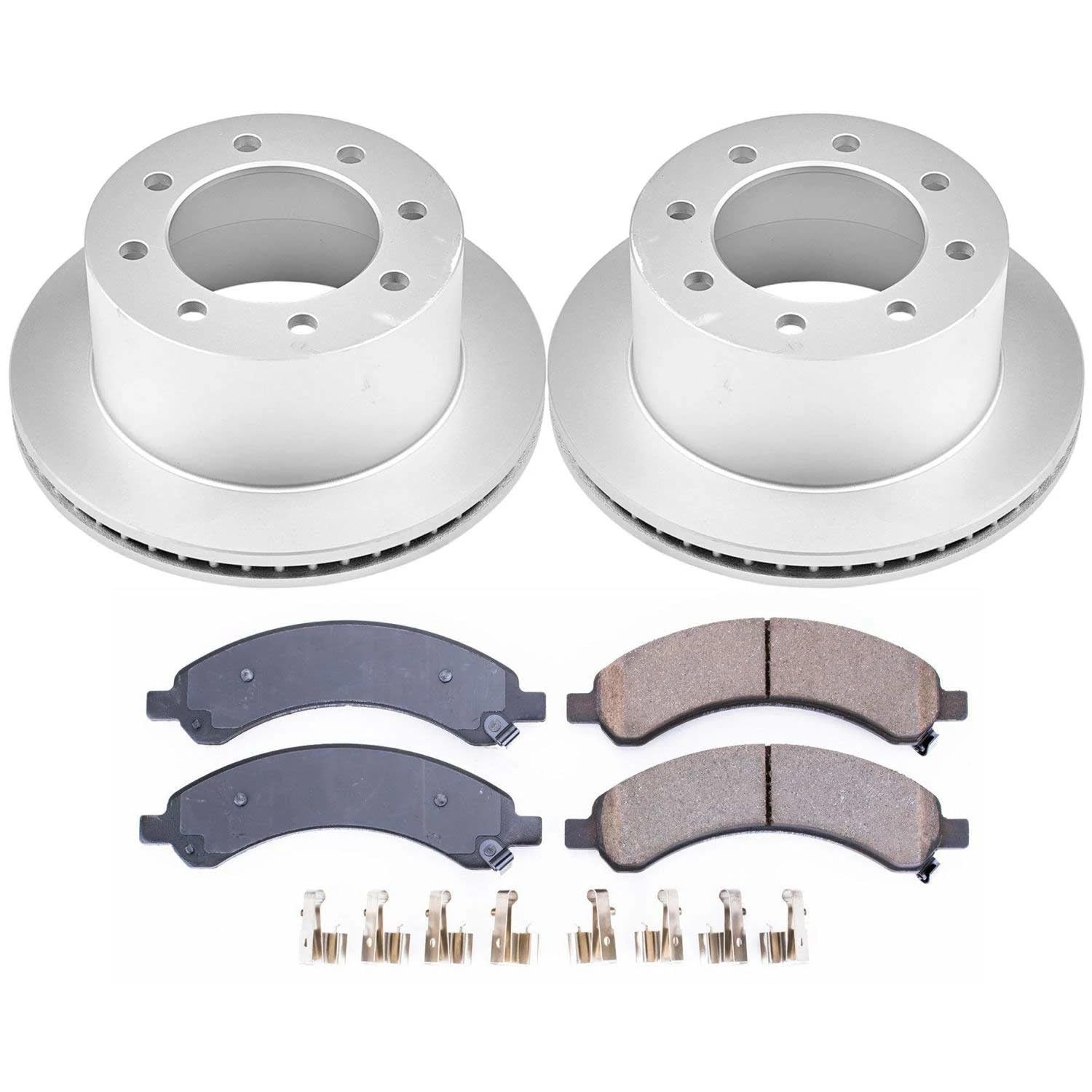 Power Stop CRK5328 Brake Rotor & Coated Ceramic Brake Pads- rear For Chevrolet Express 3500 2003-2008, GMC Savana 3500 2003-2008 [Model Specific]