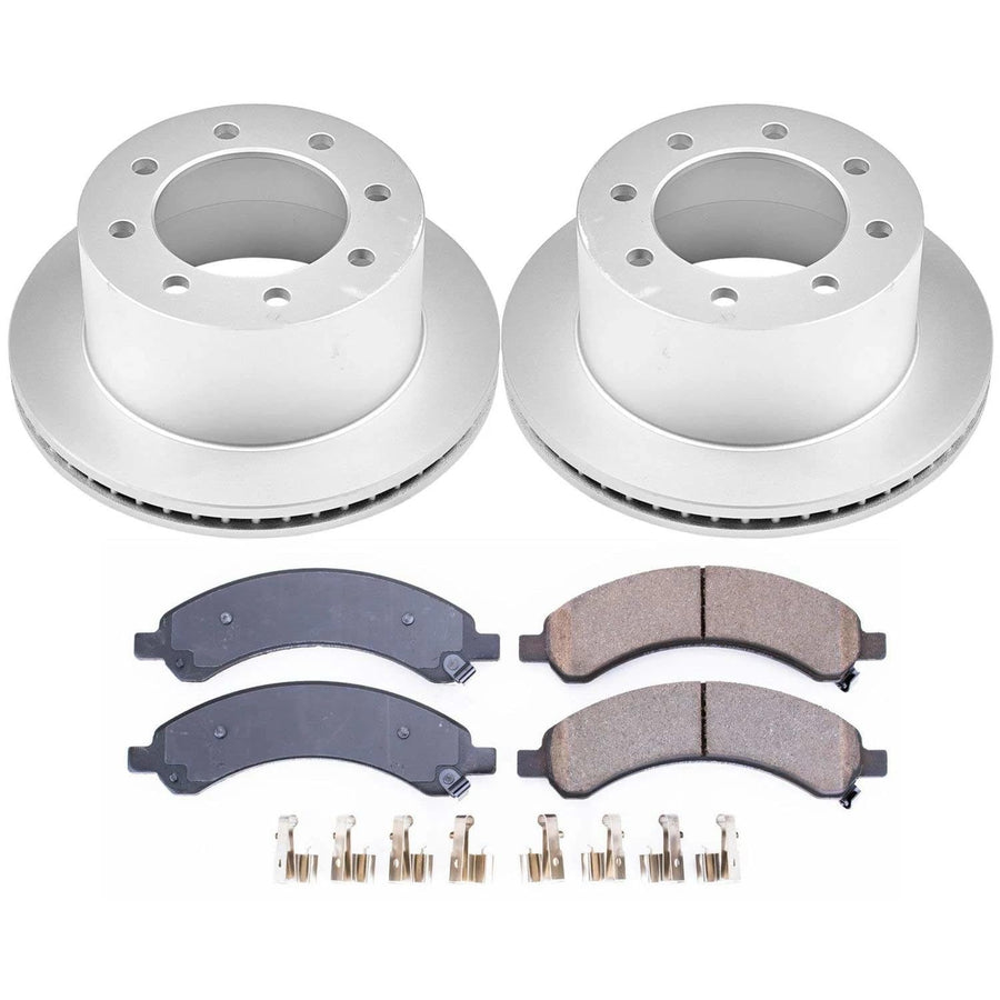 Power Stop CRK5328 Brake Rotor & Coated Ceramic Brake Pads- rear For Chevrolet Express 3500 2003-2008, GMC Savana 3500 2003-2008 [Model Specific]