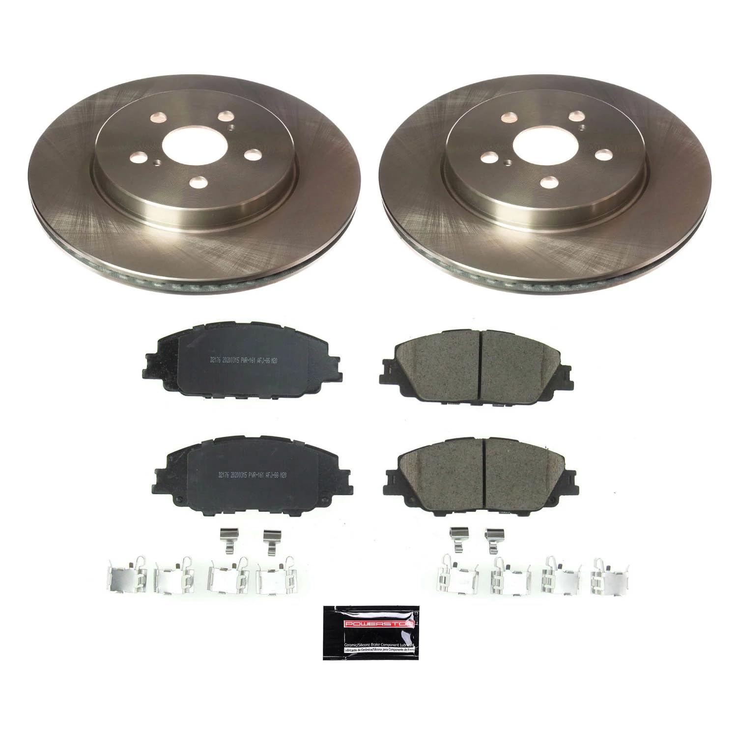 Power Stop Autospecialty KOE8328 Front Brake Kit-OE Brake Rotors & Ceramic Brake Pads For Toyota Corolla 2019-2022, Toyota Prius Prime 2020-2022 [Model Specific]