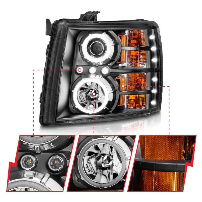 Projector Headlight Set ANZO USA w/CCFL Halo-Black