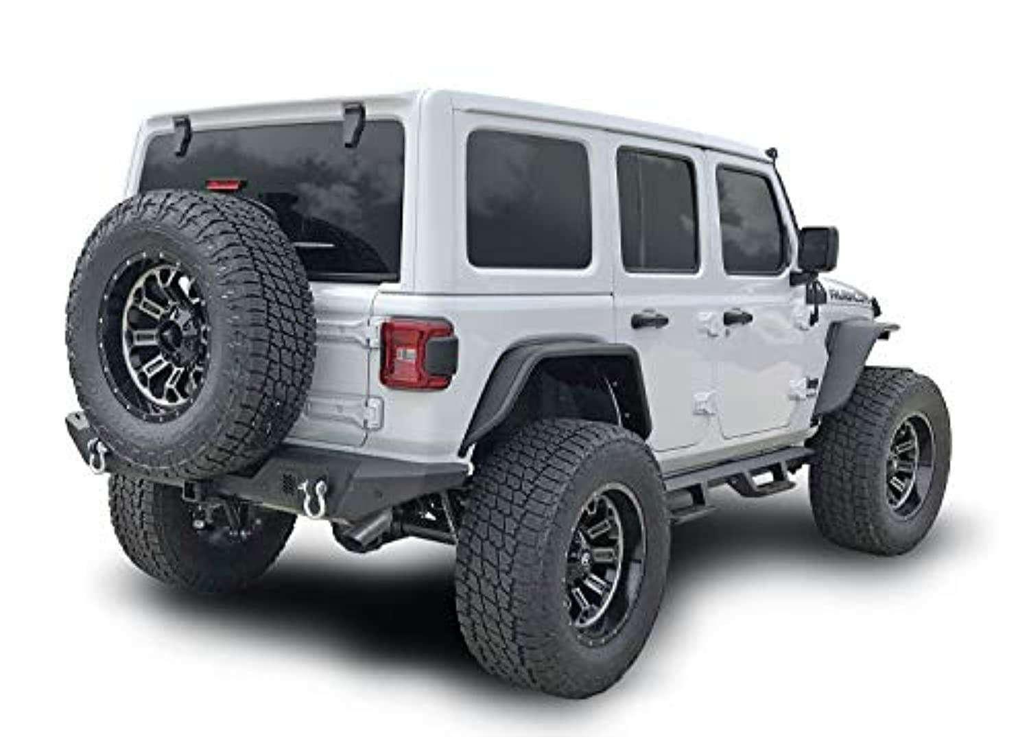 Jeep Wrangler JL 2018–2025 Rear Bumper Fits One-Piece Textured Black Steel Bumper, Direct-Fit, 2 Inch Receiver, D-Ring Mounts & D-Rings, License Plate Bracket TrailFX JL06T