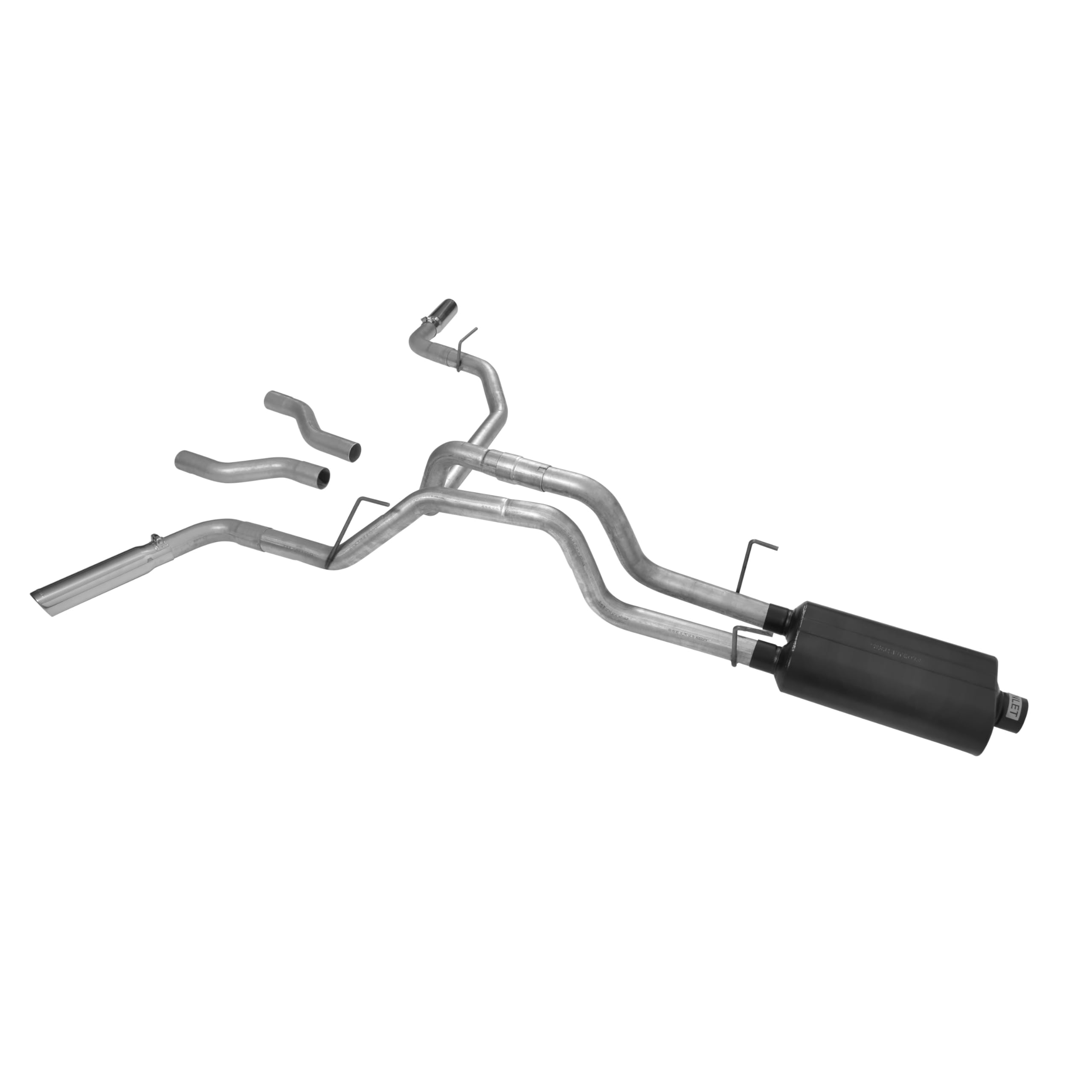 American Thunder Flowmaster 17476 Cat-Back Exhaust Kit Dual 2.5 Inch Aluminized Steel 3 Inch Polished 304 Stainless Steel Tips Compatible with 2002-2005 Dodge Ram 1500 4.7L 5.9L 2/4WD All Wheelbases