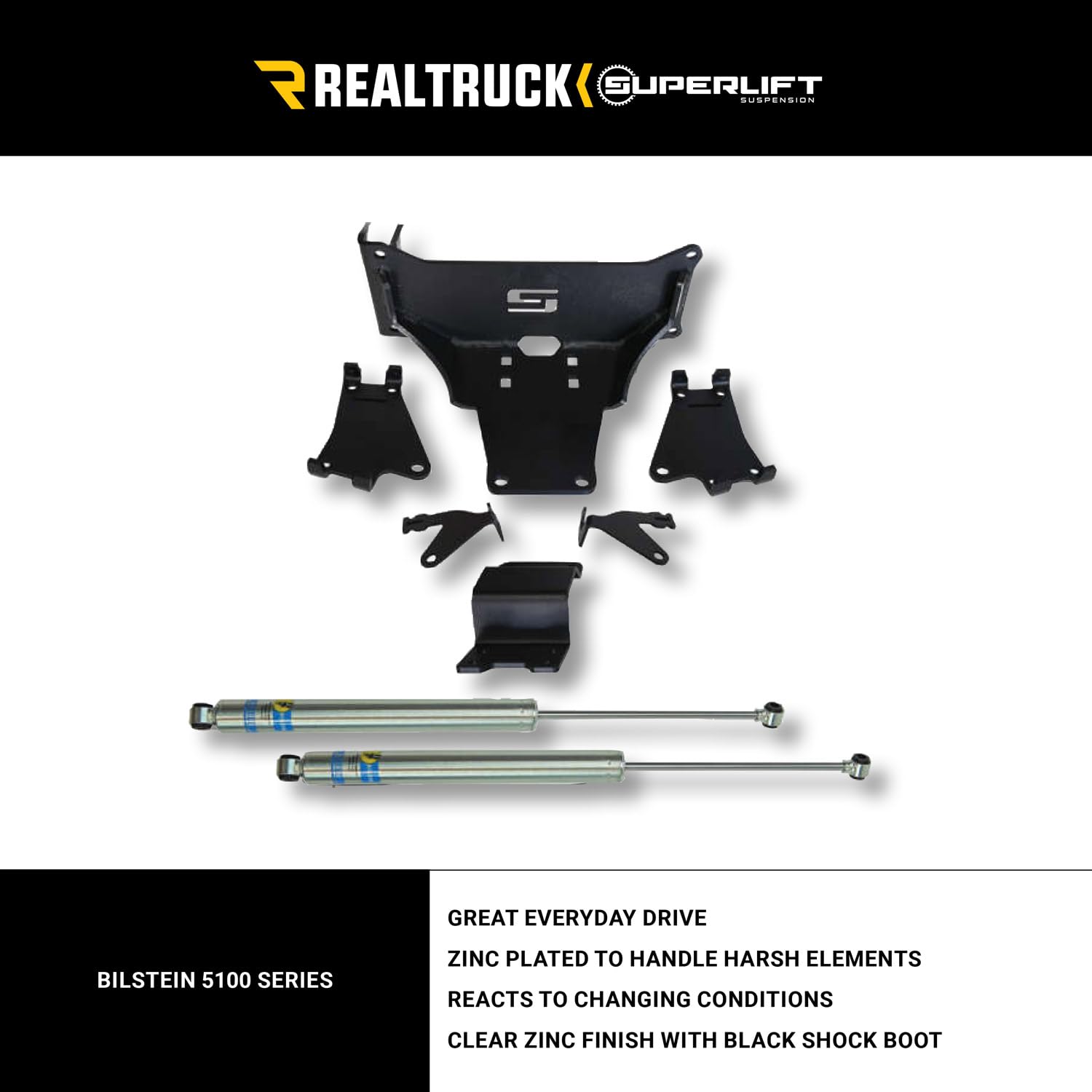 SUPERLIFT SUSPENSION RealTruck Dual Stabilizer Kit for Ford F-250/F-350 | Bilstein 5100 Series Cylinders | 92752 | Fits 2023-2024 Ford F-250/F-350 4WD No Lift Height to Any Lift Height