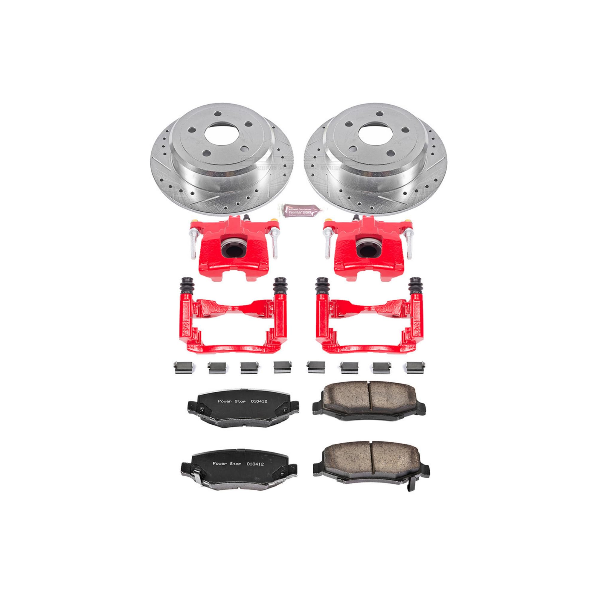 Power Stop Z23 Evolution Sport Brake Kit with Brake Pads, Powder Coated Calipers Drilled and Slotted Rotors For 2007 2008 2009 2010 2011 2012 2013 2014 2015 2016 2017 Jeep Wrangler