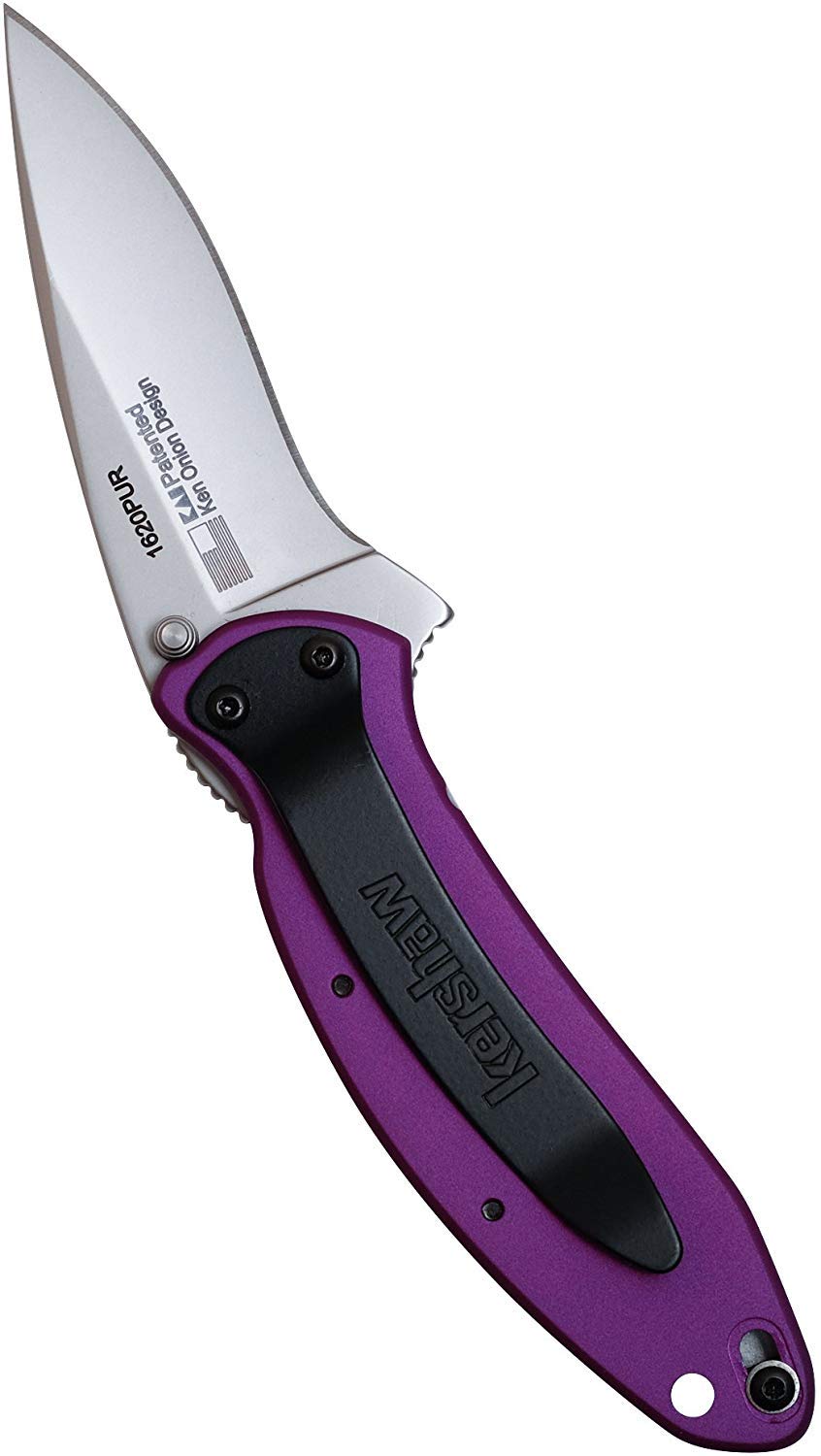 Kershaw Purple Scallion Folding Knife (1620PUR), 2.4 Bead-Blasted 420HC Steel Blade, Anodized Aluminum Handle, SpeedSafe Assisted Open, Flipper, Liner and Tip Lock, Single-Position Pocketclip; 2.5 OZ