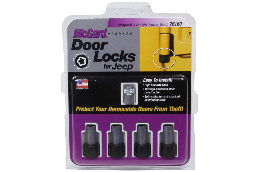 McGard Door Lock Pin, 6 mm x 1 Thread, 1/4 in Drive Key Included, Steel, Zinc/Black Oxide, 2 Door, Jeep Wrangler JL 2018-19, Kit (76160)