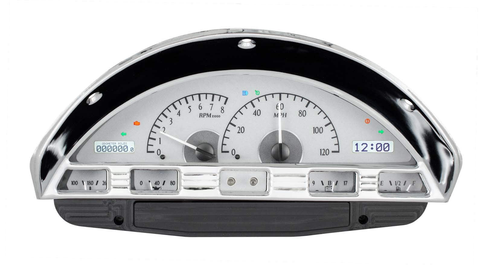 Dakota Digital VHX-56F-PU-S-W Analog Dash Gauge System Compatible with 1956 Ford Pickup Truck Silver Alloy White