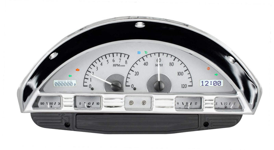 Dakota Digital VHX-56F-PU-S-W Analog Dash Gauge System Compatible with 1956 Ford Pickup Truck Silver Alloy White