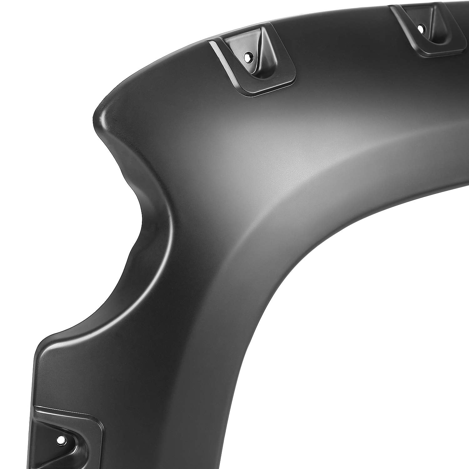 4PC Spec-D Tuning Front + Rear Smooth Bolt On Pocket Style Fender Flares Black Compatible with 2007-2013 Chevy Silverado 1500 69" Short Bed