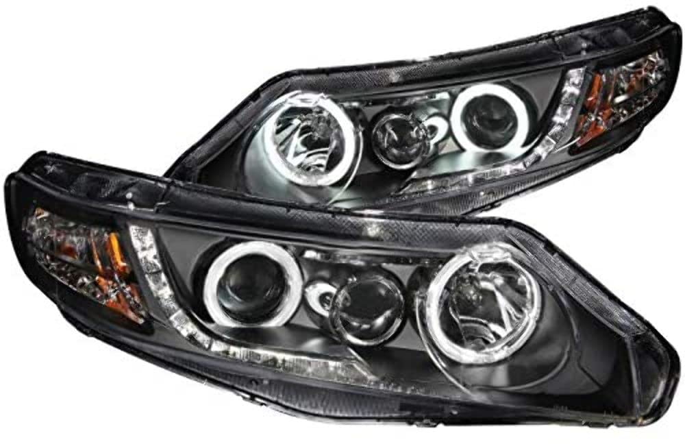 Projector Headlight Set ANZO USA w/CCFL Halo-Black 121454