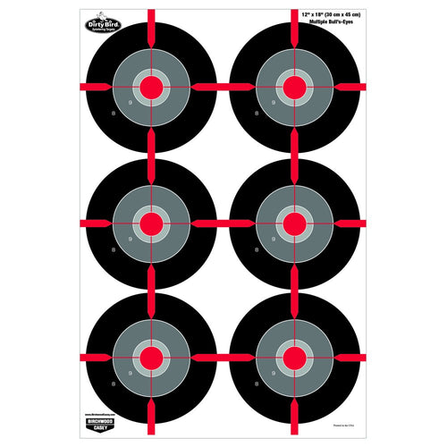 Birchwood Casey 12"x18" Non-Adhesive Dirty Bird Splattering Targets Practice Shooting for Indoor and Outdoor Use, Multi-Bullseye - 8 Targets