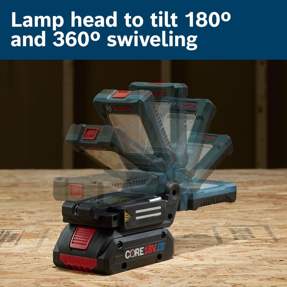 18V BOSCH GLI18V-800N Multidirectional, Portable LED Worklight with Mounting Magnet and Hanging Hook (Bare Tool)