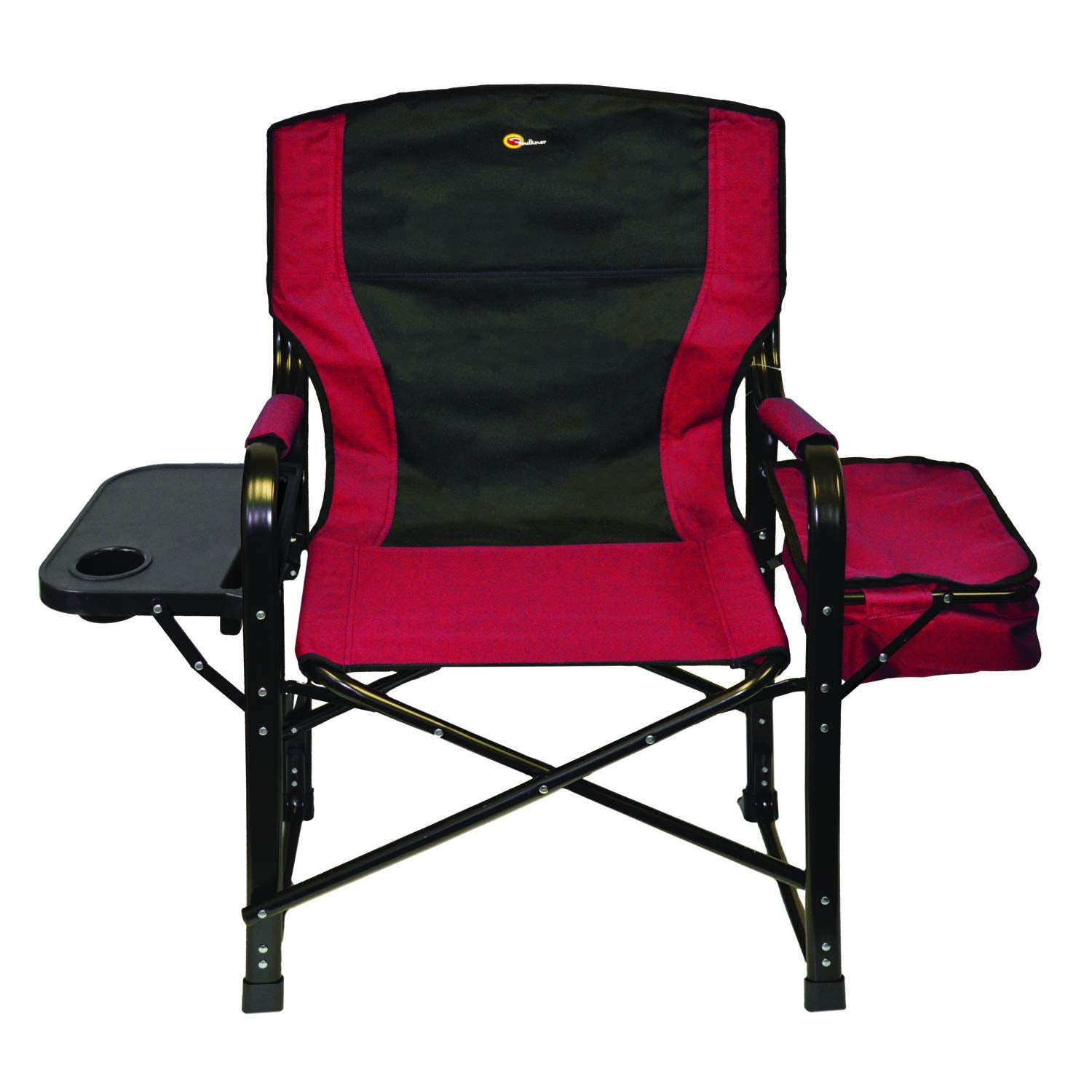 El Capitan FAULKNER 49582 Folding Director Chair with Tray and Cooler Bag, Burgundy/Black