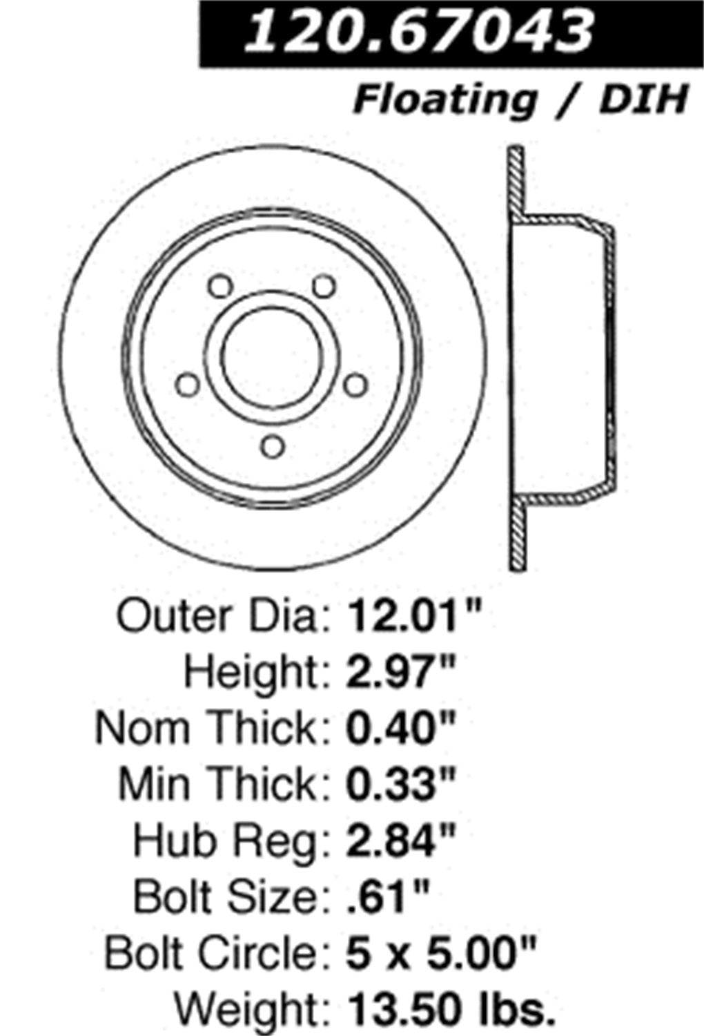 Rear Left StopTech 128.67043L Sport Cross Drilled Brake Rotor