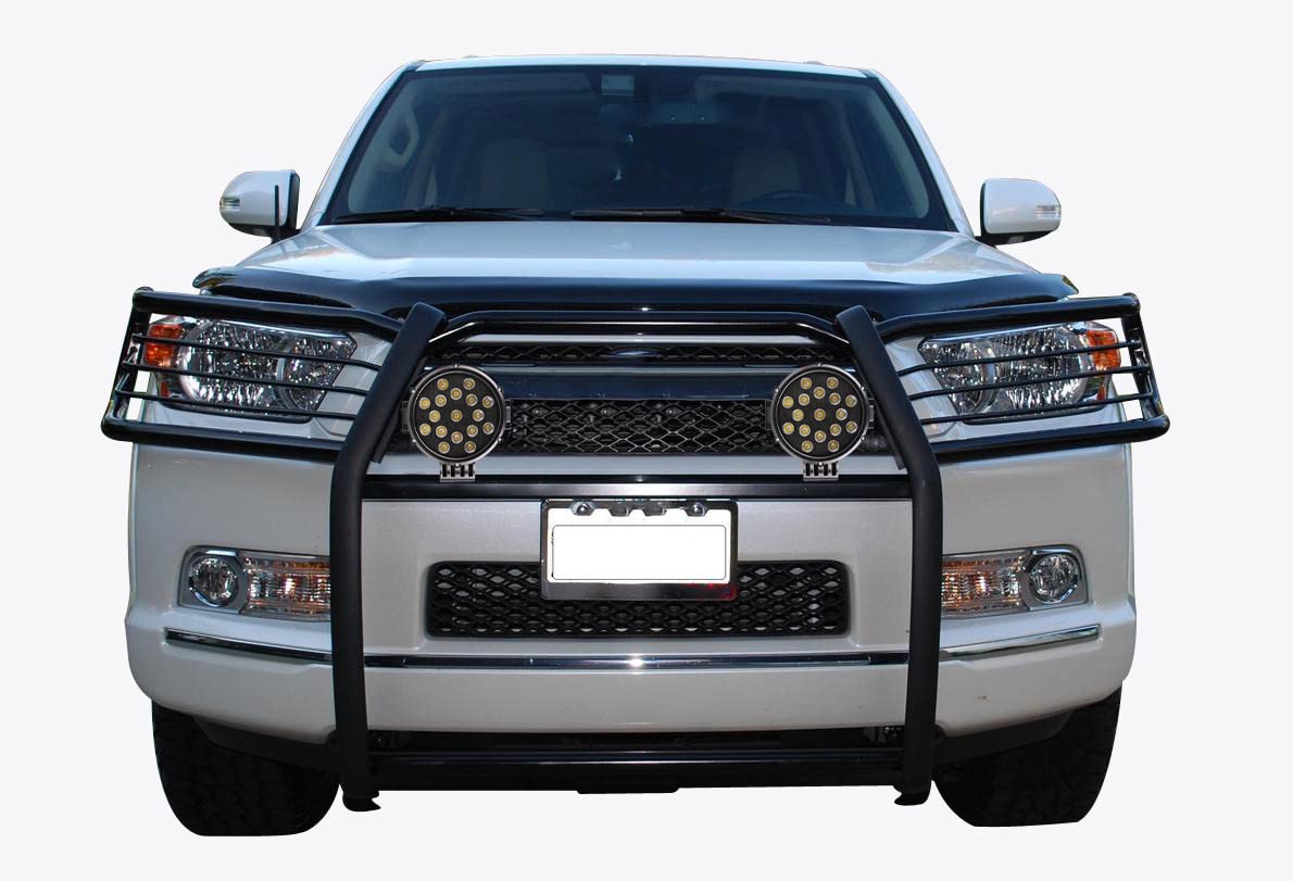 Bumper Guard Modular Black Horse Grille brush Come With pair of 7.0"Dia.LED Lights with Black Trim Rings Compatible with 2010-2024 Toyota 4Runner-17TU31MA-PLB