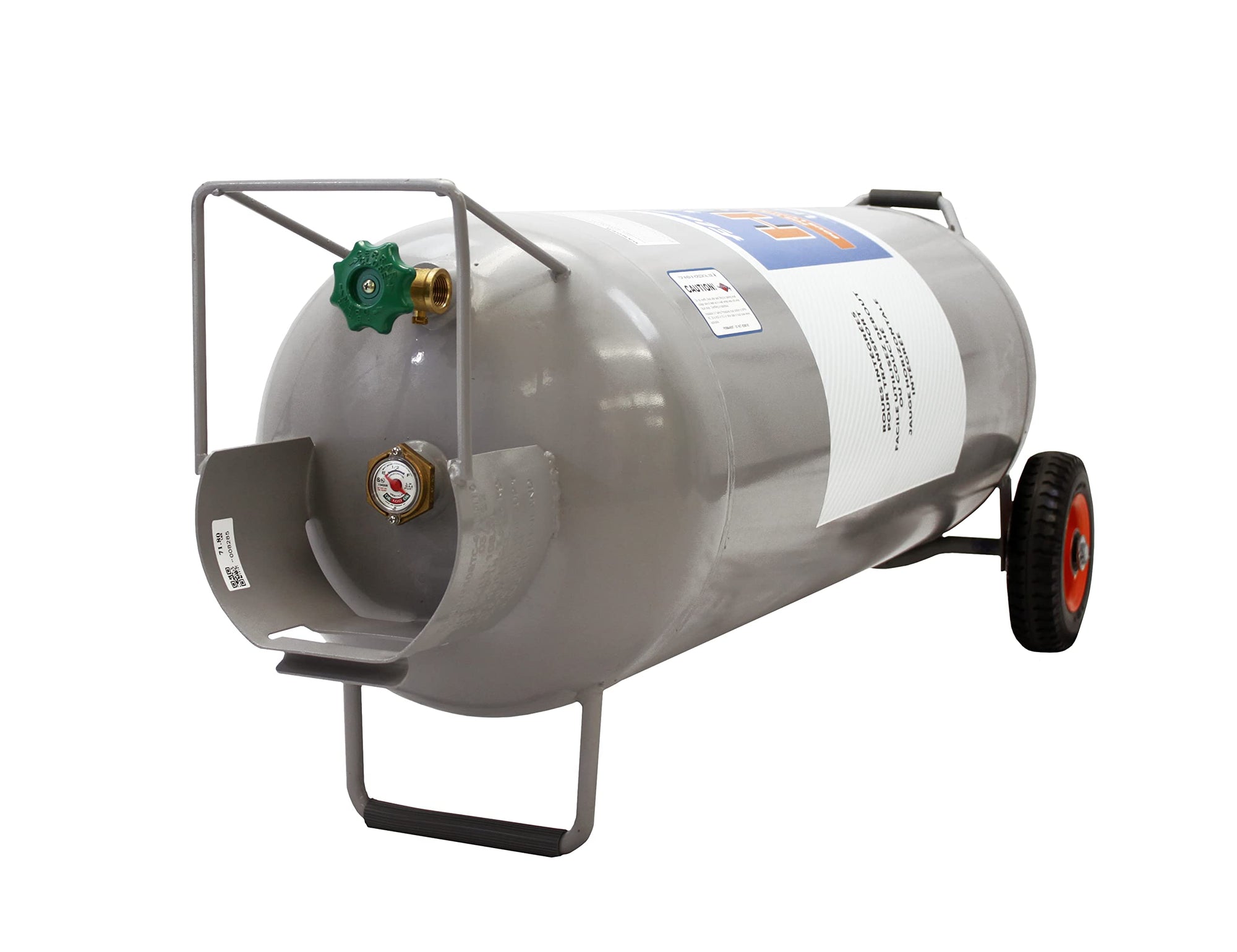 100LB Flame King Empty Propane Tank with Wheels, Horizontal & Vertical LP Cylinder with Built-in Gauge for Fire Tables, Fire Pits, Patio Heaters, Barbeques, Lunch Trucks, Weed Torches & Truck Campers