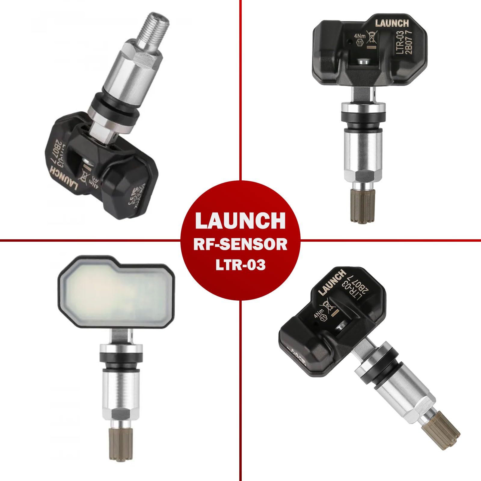 TPMS Sensor LAUNCH LTR-03 315MHz/433MHz Dual Frequency Screw-in Metal Tire Pressure Monitor System Programmable Replace OE-Sensor for LAUNCH TPMS Tool Update Version of LTR-01 - [Pack of 4]