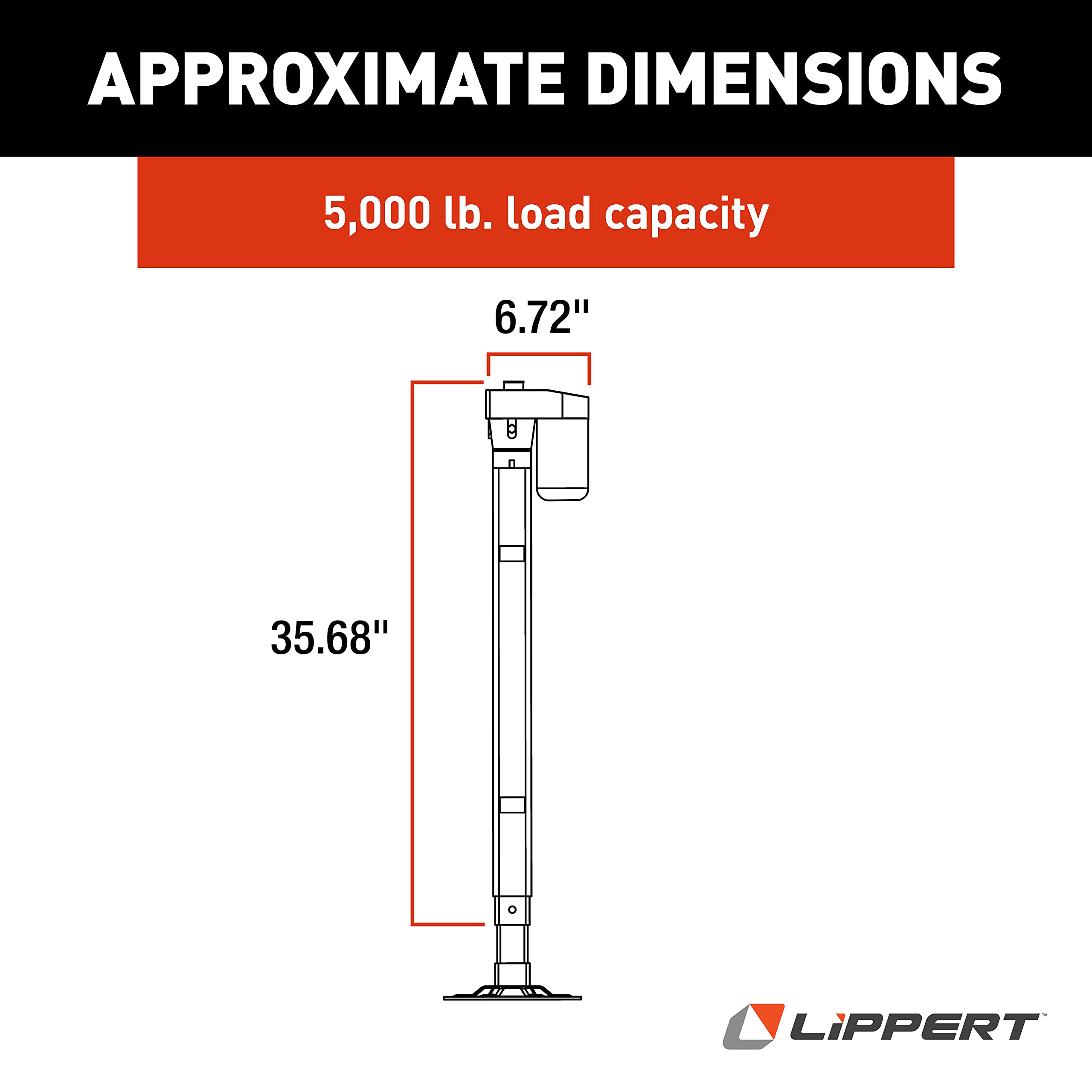 Lippert 5th Wheel Ground Control 3.0 Automatic RV Leveling System Front Hall Effect Jack for Right or Left Leg Replacement with 5,000-lb. Load Capacity - 305340