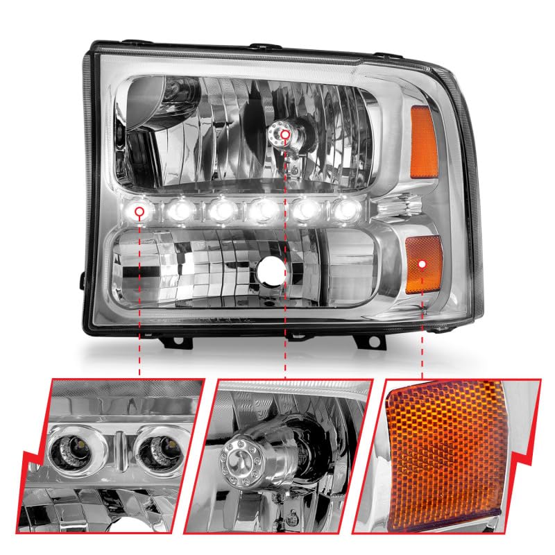 Crystal ANZO USA 111088 Headlight Set-Chrome 1-Piece